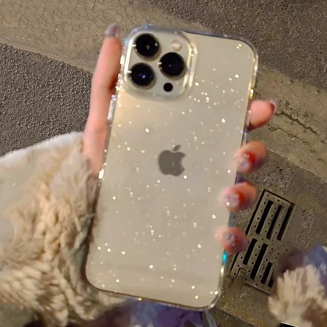 Luxus Bling Glitter klare Handyhülle iPhone 11–16 Pro Max