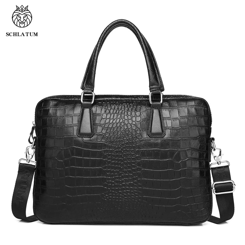 SCHLATUM Echtes Leder Laptop Aktentasche