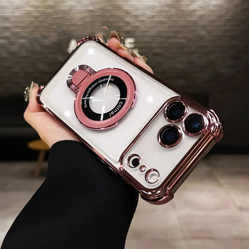 Für iPhone 17 transparente magnetische Halterungshülle