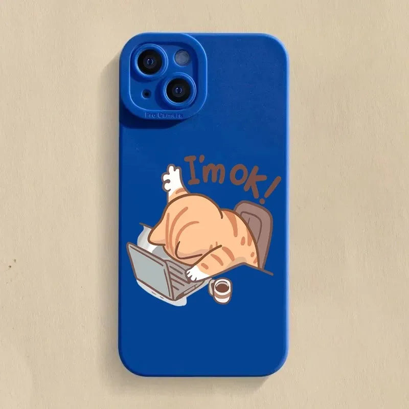 Cute Cat Silicone Phone Case for iPhone, Shockproof Soft Cover