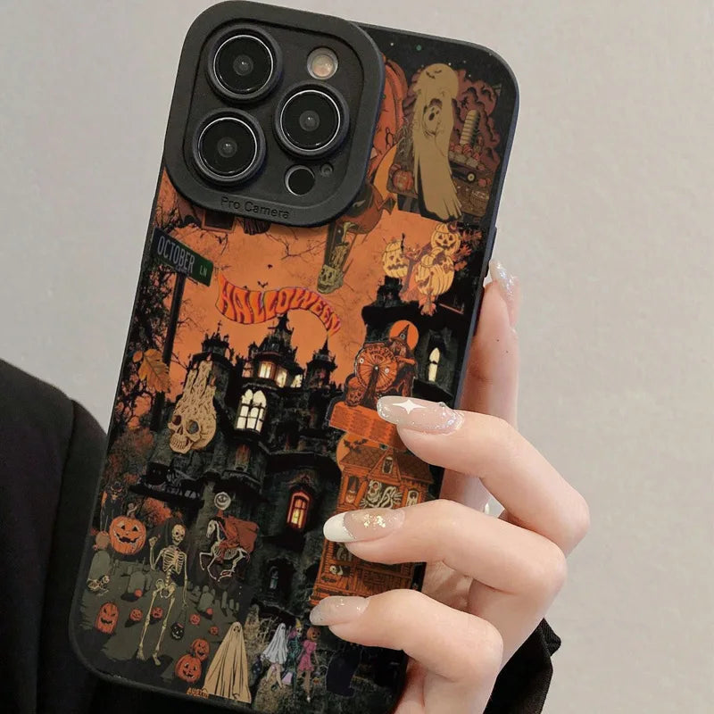 Halloween Silikon Hülle für iPhone 16 bis 14 Plus