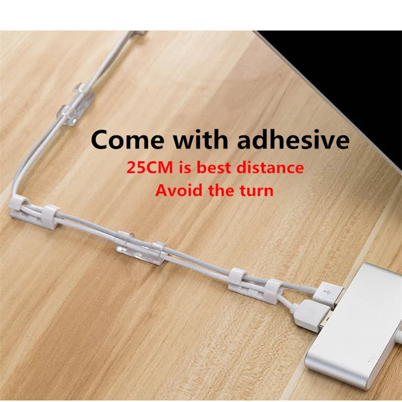 Self-adhesive cable clips for cable organization & office