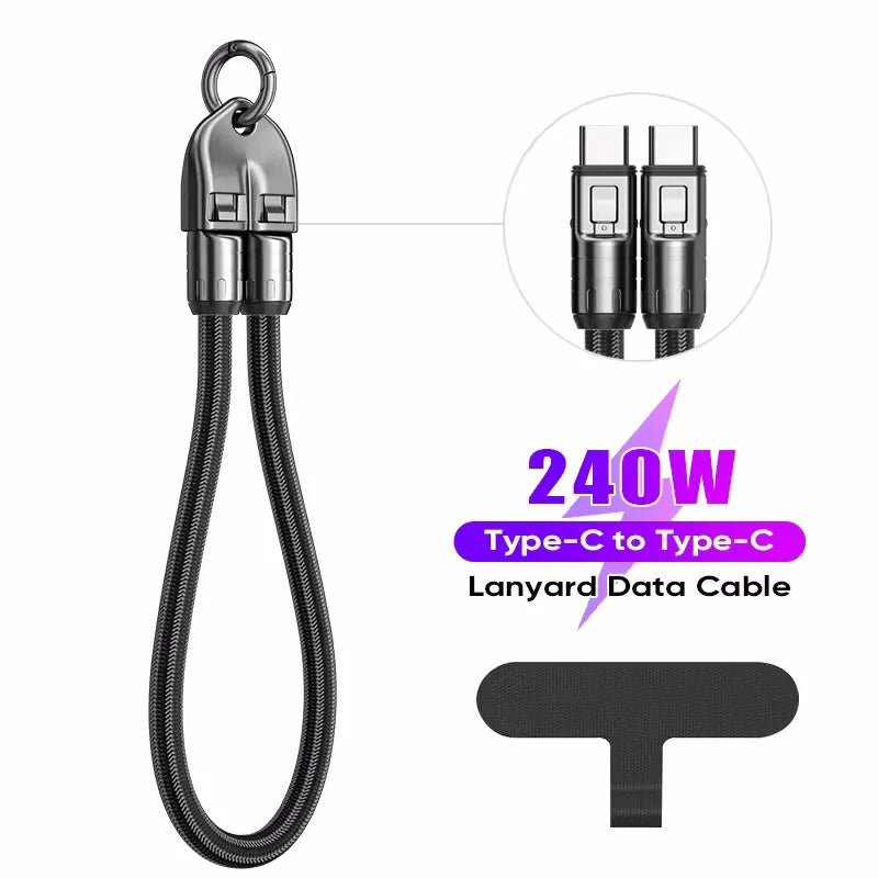 USB-C Lanyard Kabel 240W mit Umhängeband für Smartphones