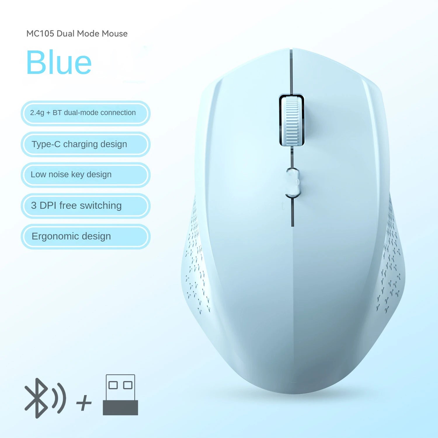 Kabellose Dual-Modus Maus leise 1600DPI US