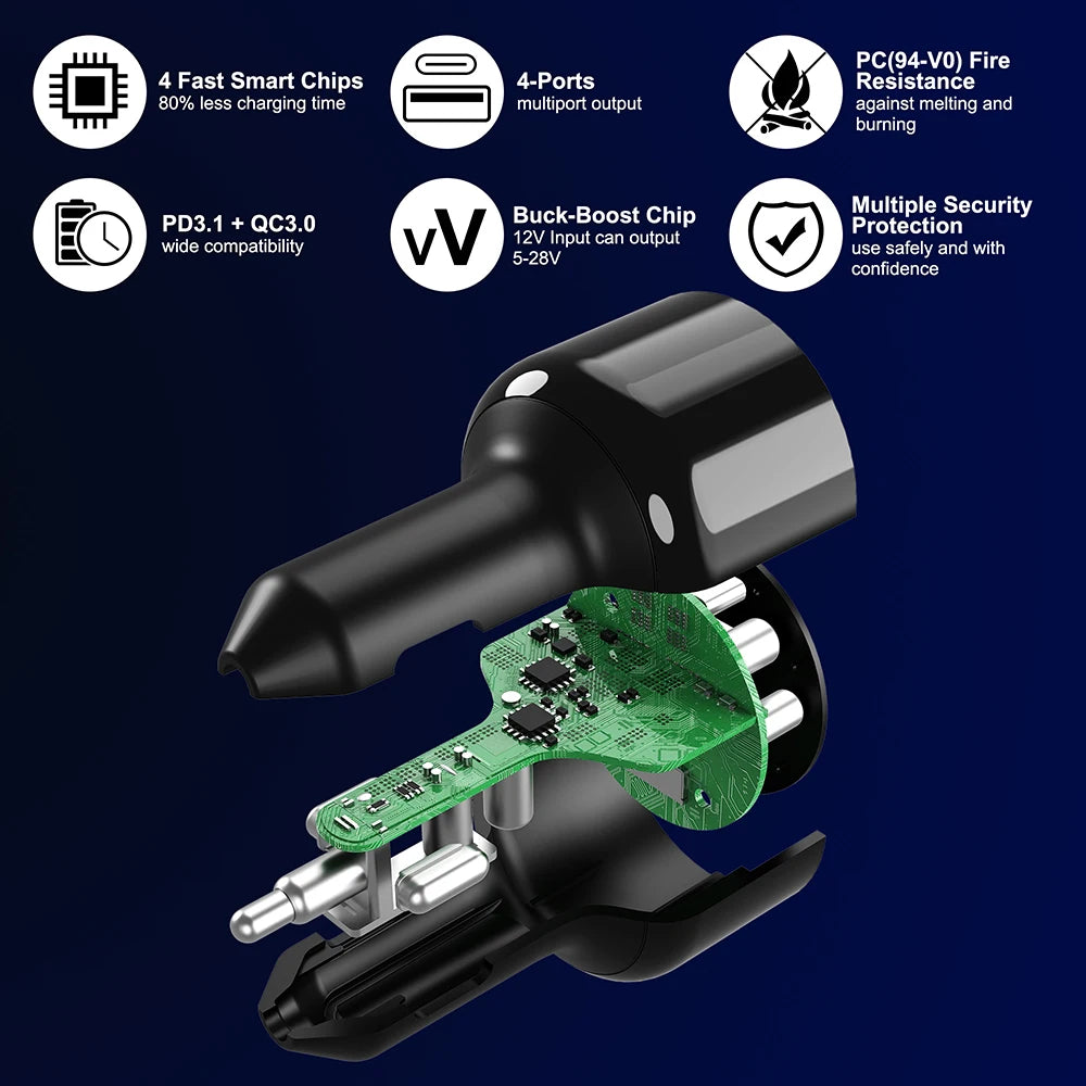 Ubigbuy 240W PD 3.1 Car Charger USB-C