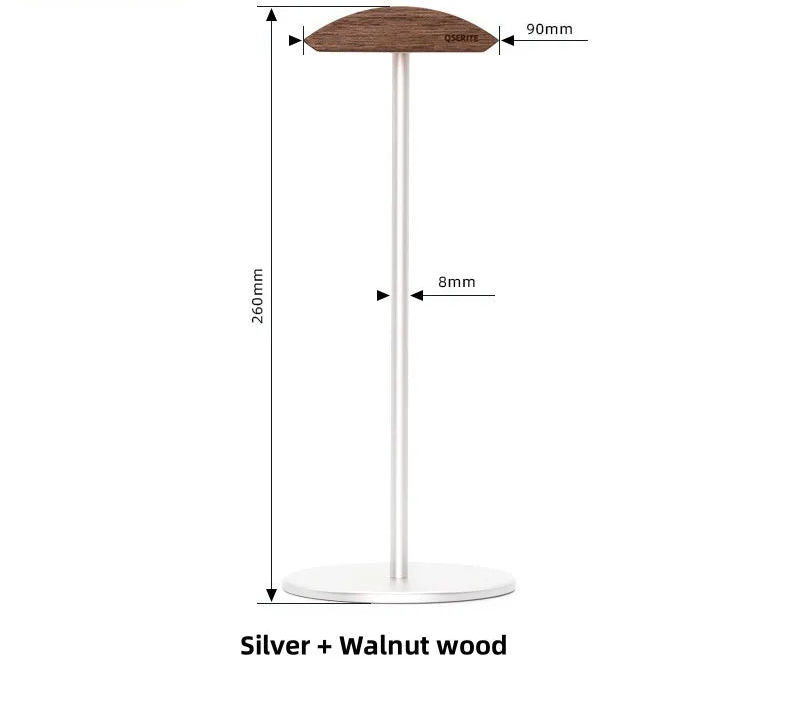 Minimalist headphone holder made of walnut wood