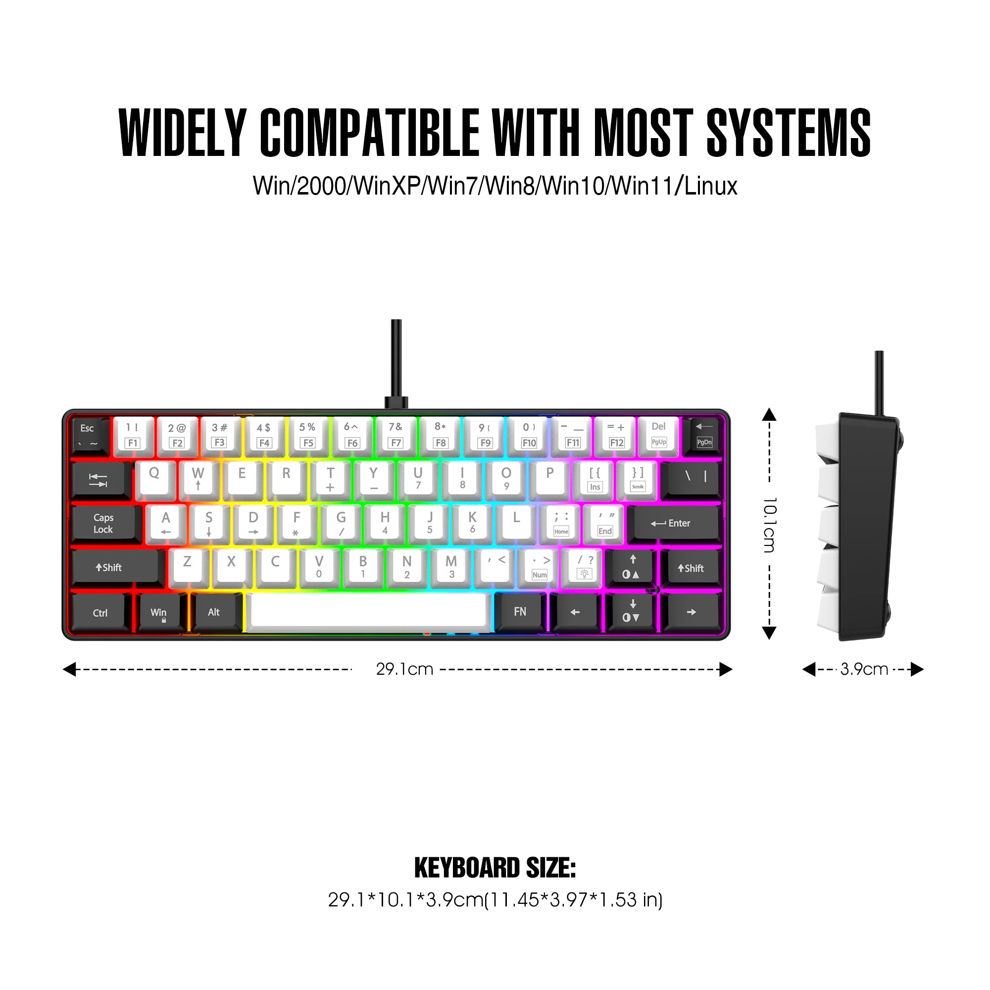 Kompakte 60% Gaming-Tastatur RGB