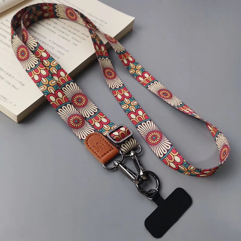 Retro Handy-Lanyard mit Totem-Muster und Clip