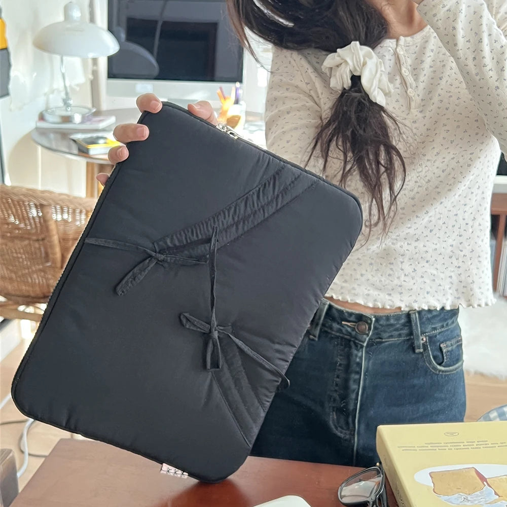 Cute bow padded laptop sleeve