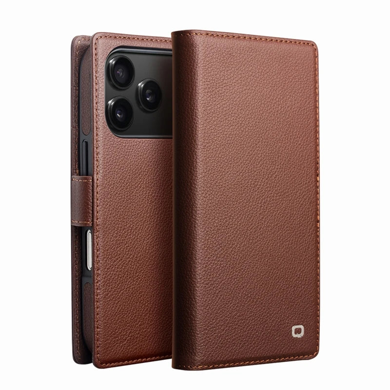Luxus Echtleder Flip Hülle für iPhone 17 Pro Max
