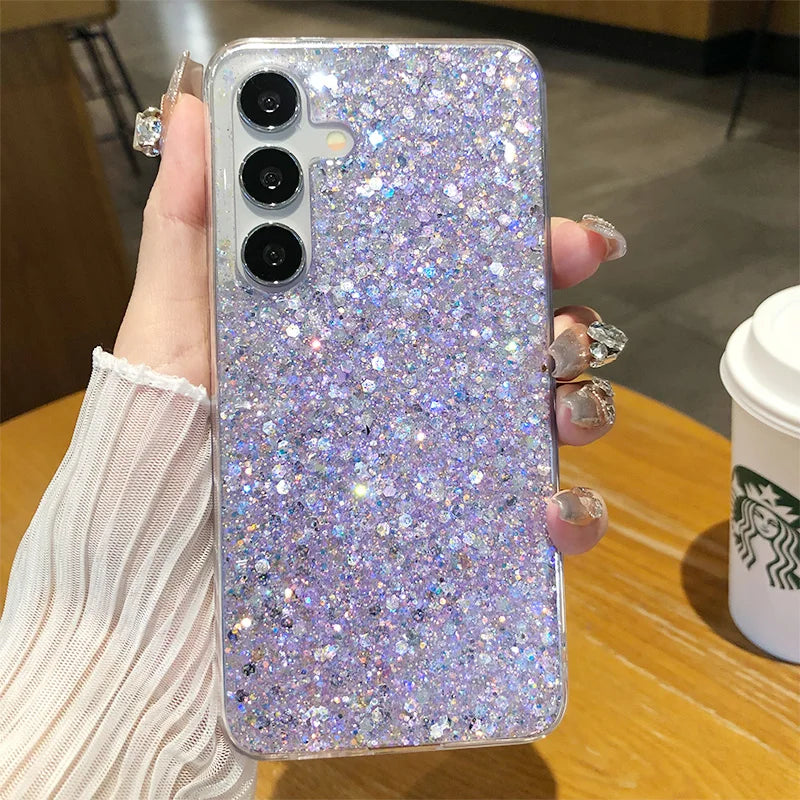 Luxuriöse Glitzer Silikonhülle für Samsung S25 Plus