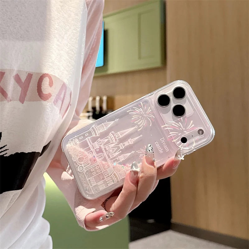 Glitzer Schloss Hülle für iPhone 17 mit Flüssigkeit