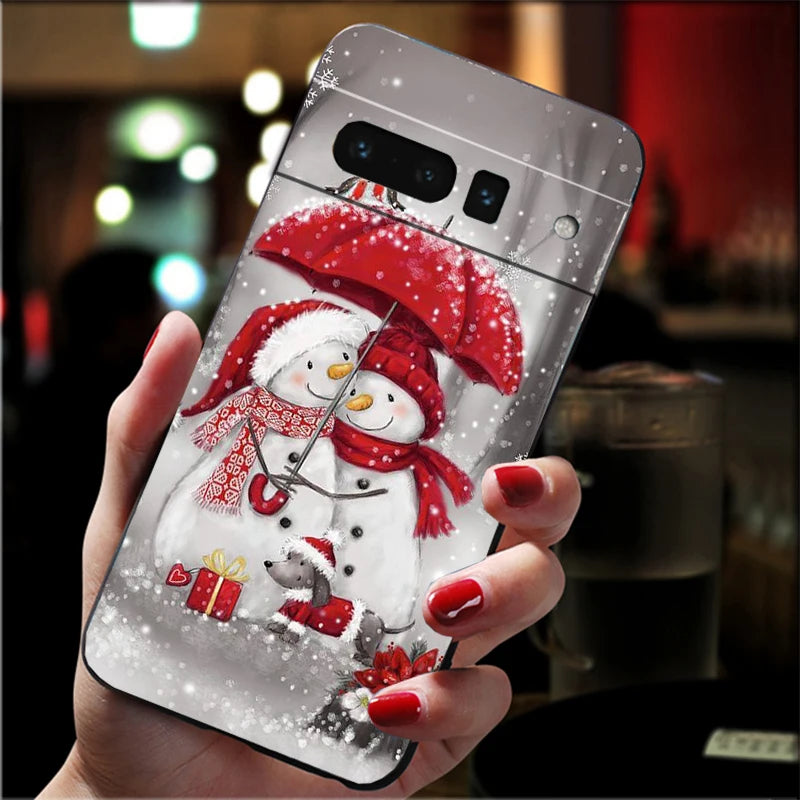 Weiche Weihnachts TPU Hülle für Google Pixel 8 9 und 10 Stoßfest Flexibel Rutschfest Langlebig Passgenau Silikon Case