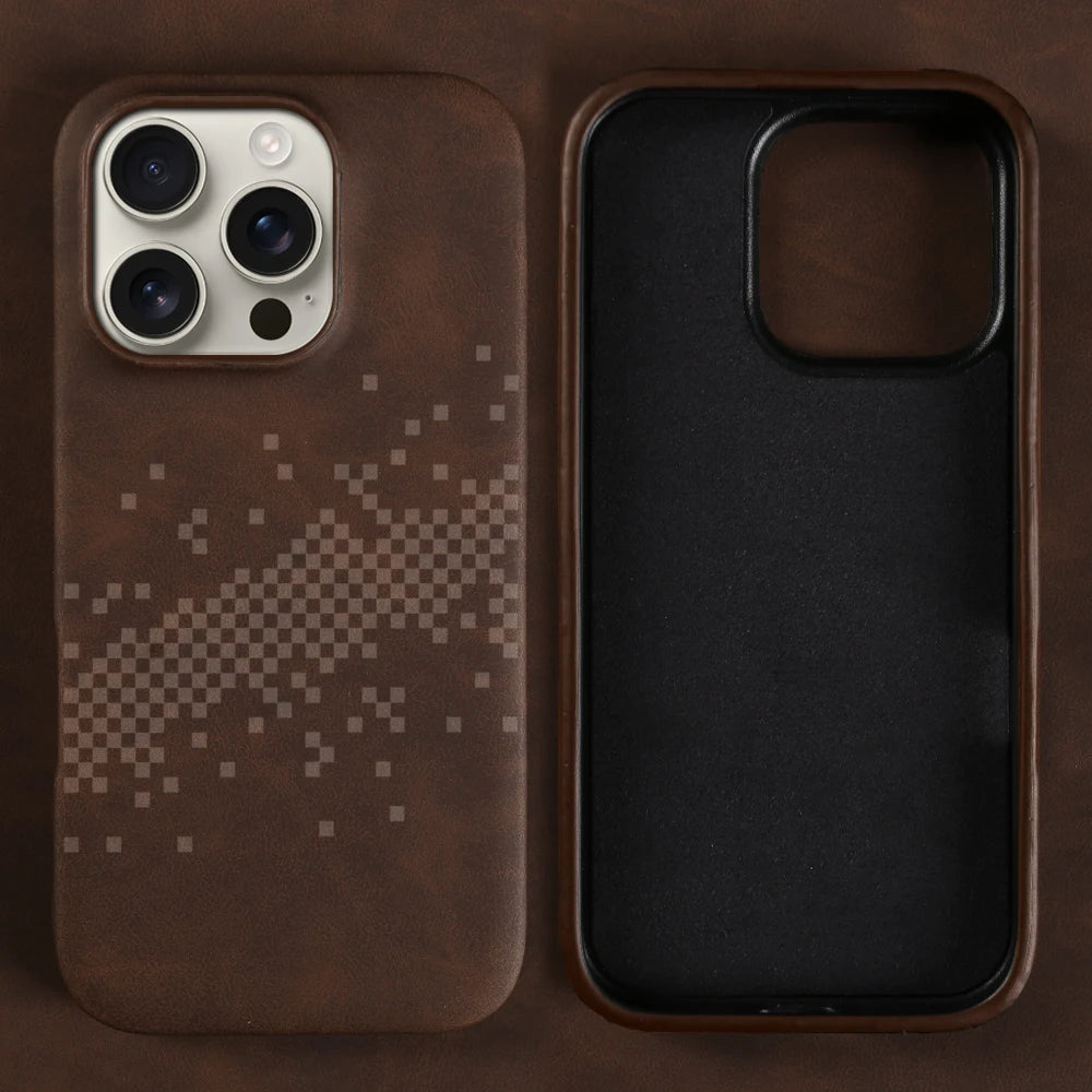 Luxus Lederhülle iPhone 17–15 Pro Max Stoßfest