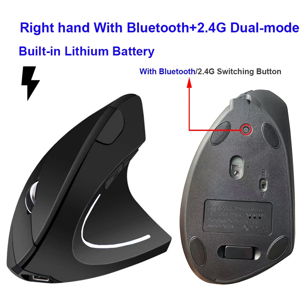 Ergonomische vertikale Bluetooth-Maus, kabellos, wiederaufladbar