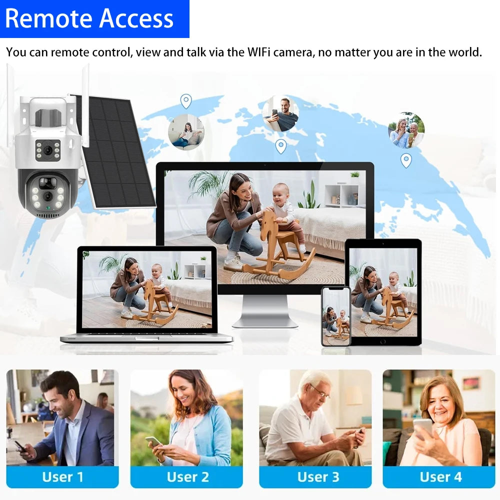 4K Dual-Screen PTZ WLAN Solarkamera mit PIR Sensor