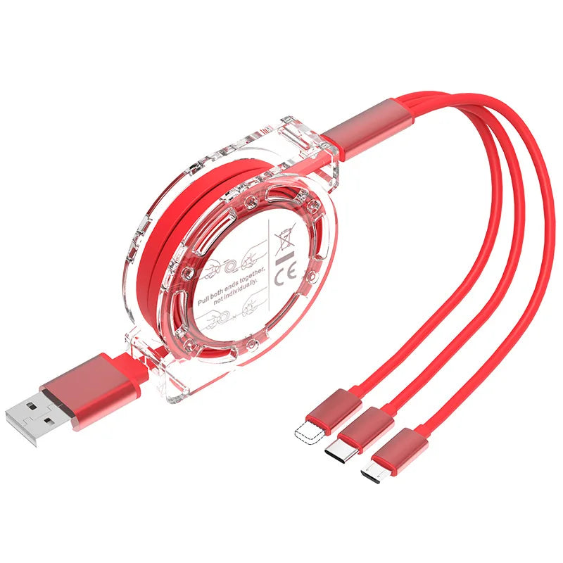3-in-1 Einziehbares USB-Ladekabel