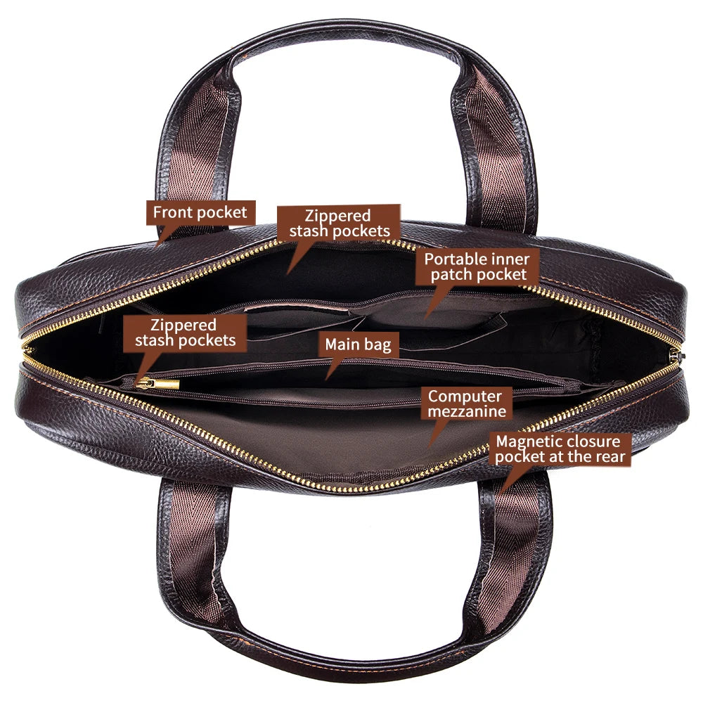 Herren Leder Aktentasche Kreuzdesign