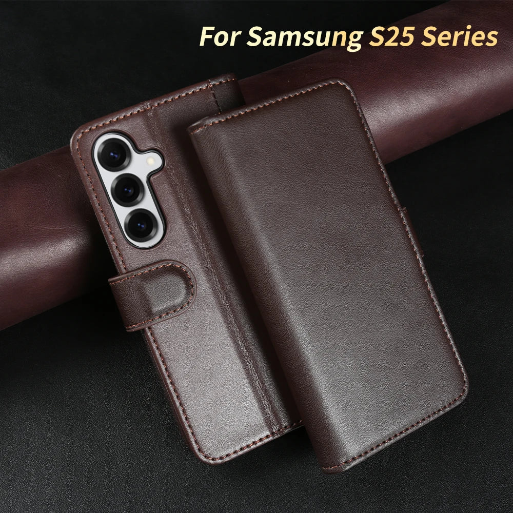 Wallet Hülle aus Echtleder für Samsung Galaxy S25 S24