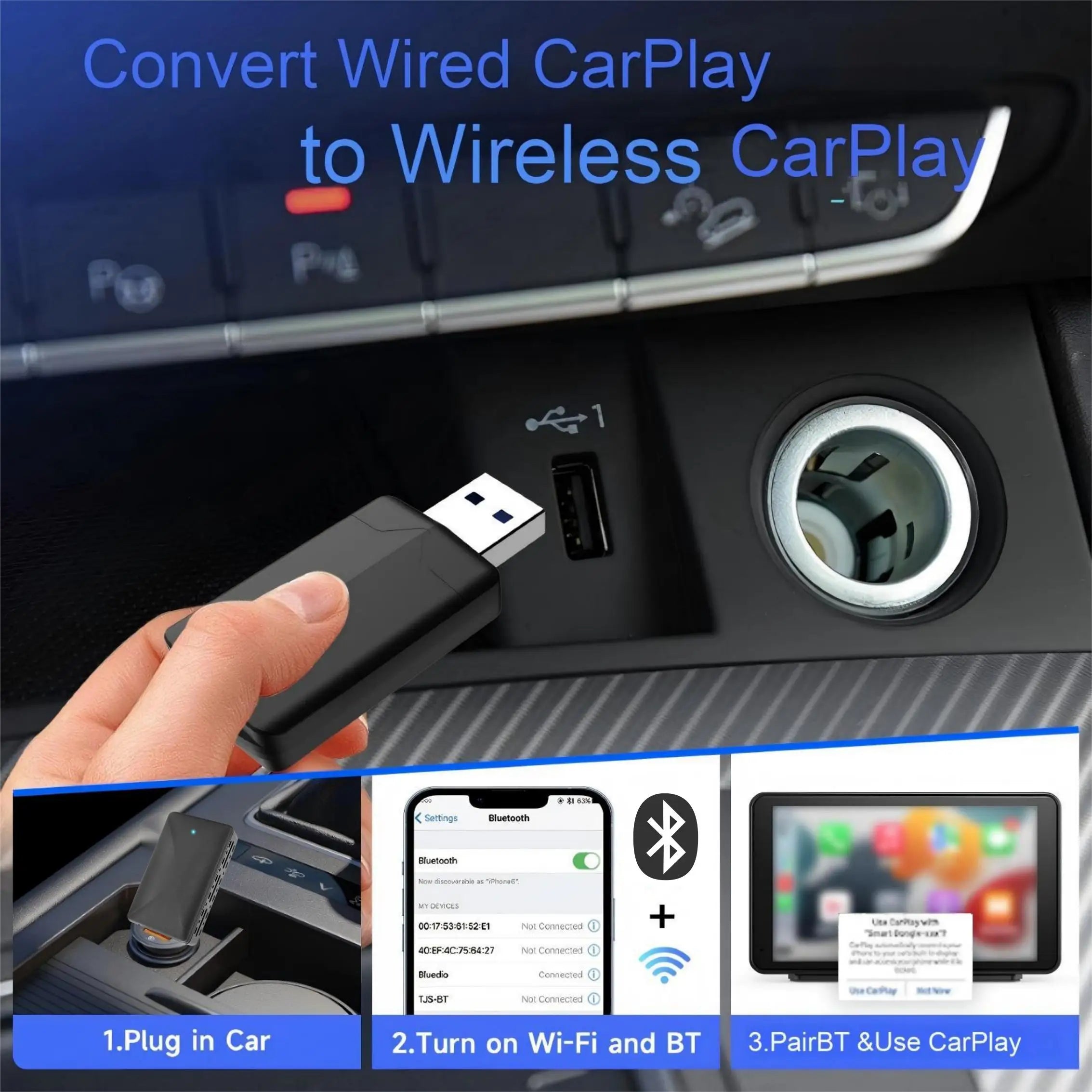 2-in-1 Wireless CarPlay & Android Auto Adapter