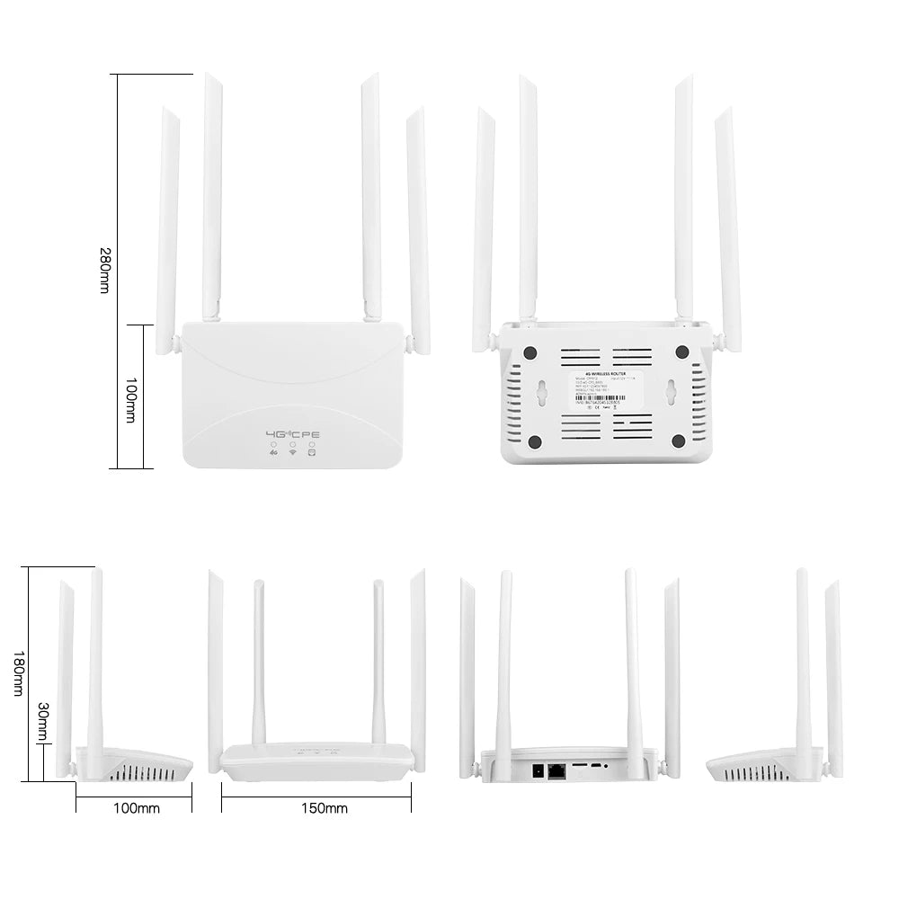 4G LTE WLAN Router mit 4 Antennen und SIM-Slot