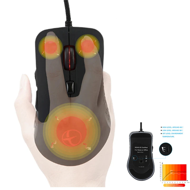Beheizte Gaming-Maus 2400 DPI, kabelgebunden, Winter