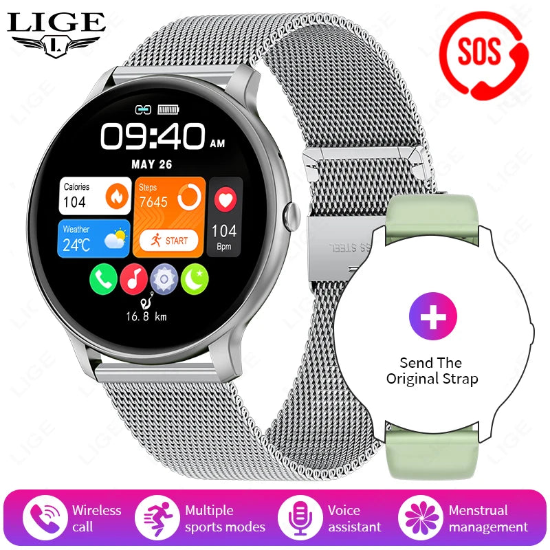 LIGE 2025 Smartwatch mit Bluetooth-Anruf & Fitnessfunktionen