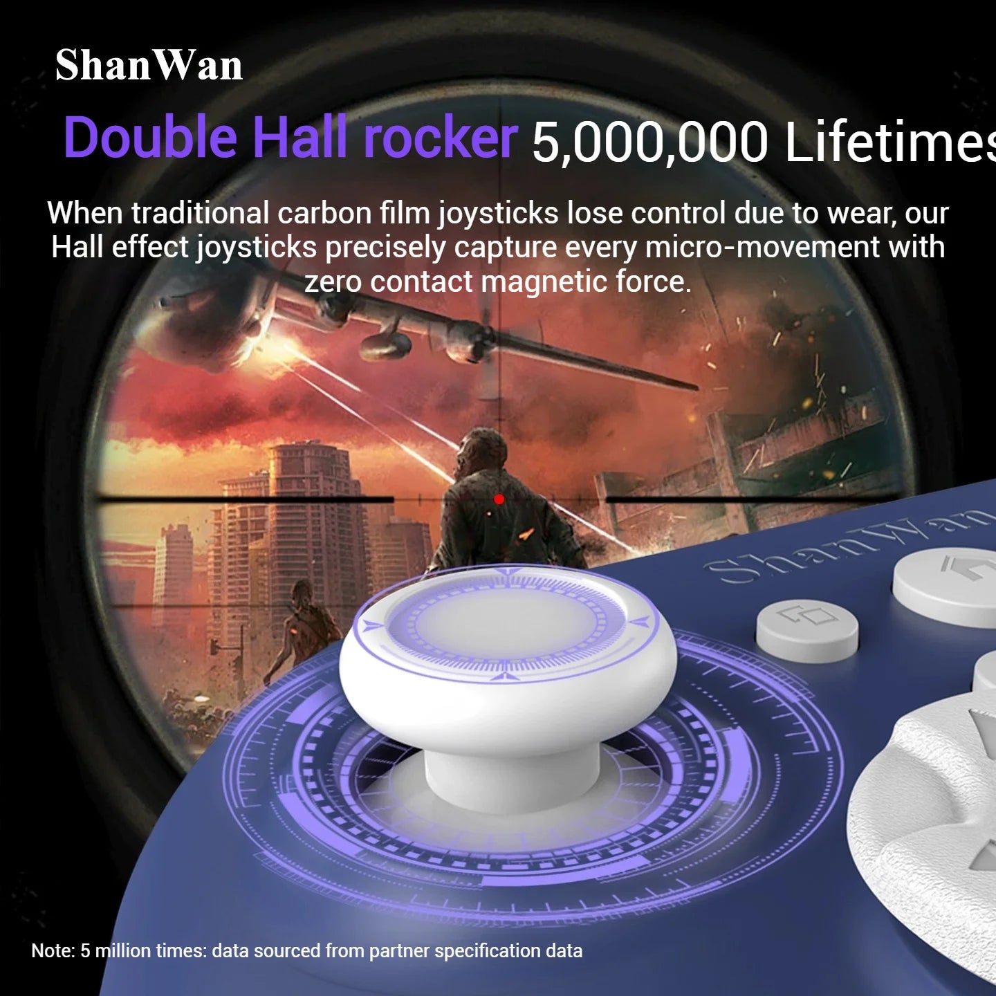 ShanWan Wireless Bluetooth Gamepad mit Hall Joystick