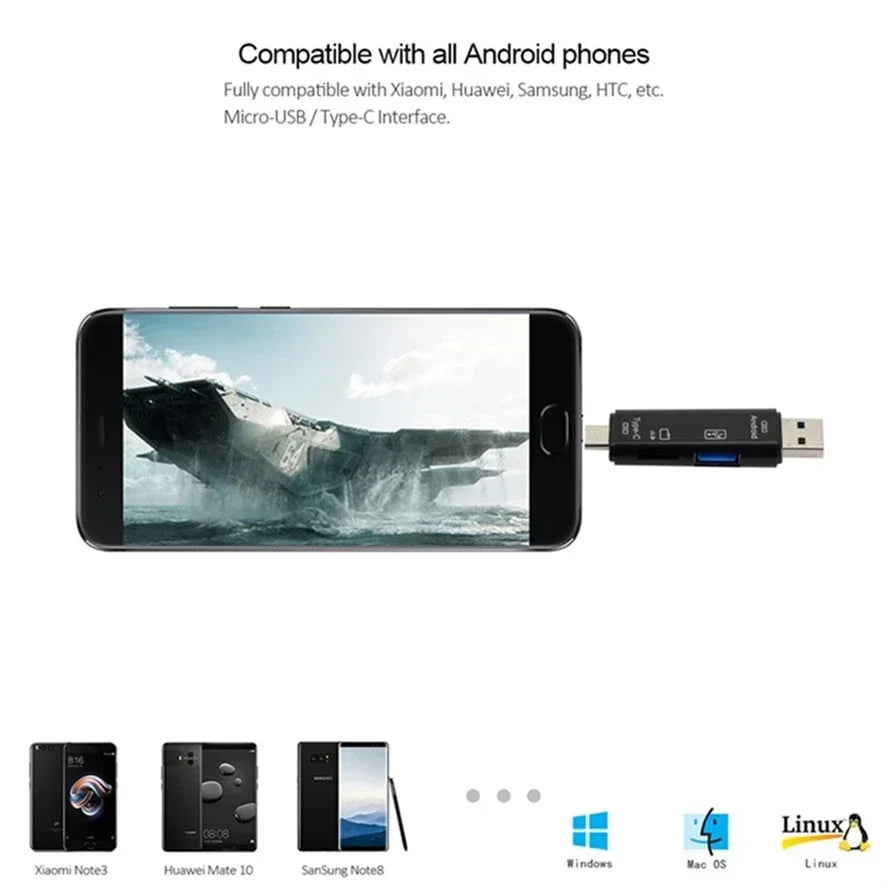 5-in-1 USB OTG Kartenleser Adapter für Handy