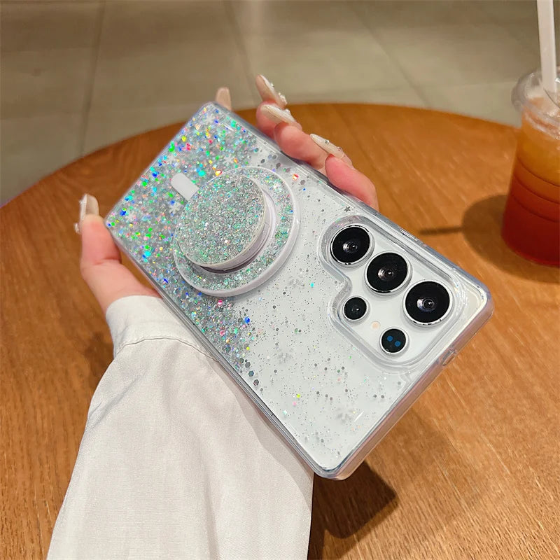 Glitzer Luxus Magnet Hülle für Samsung S25 Ultra