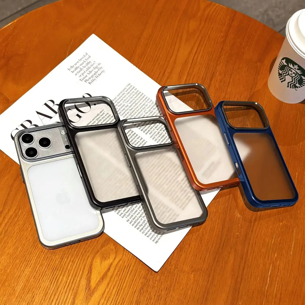 Matte transparente iPhone 17 Hülle mit Metallrahmen