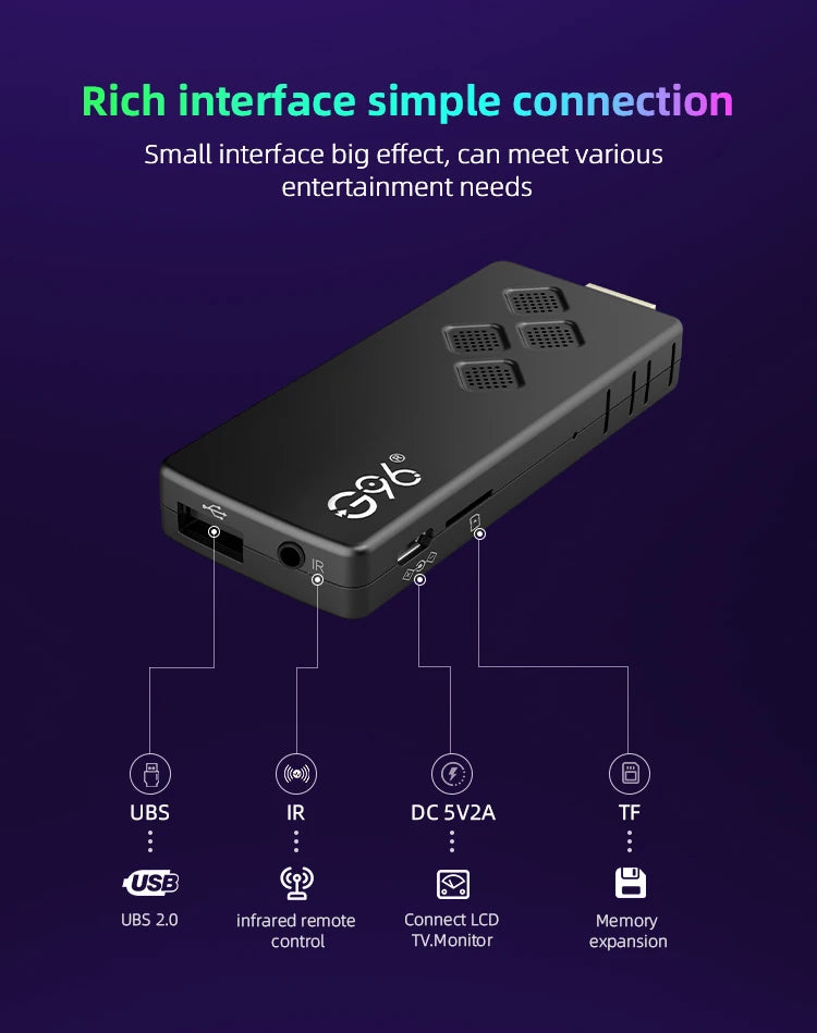 8K Android TV Stick with streaming and multilingual capabilities