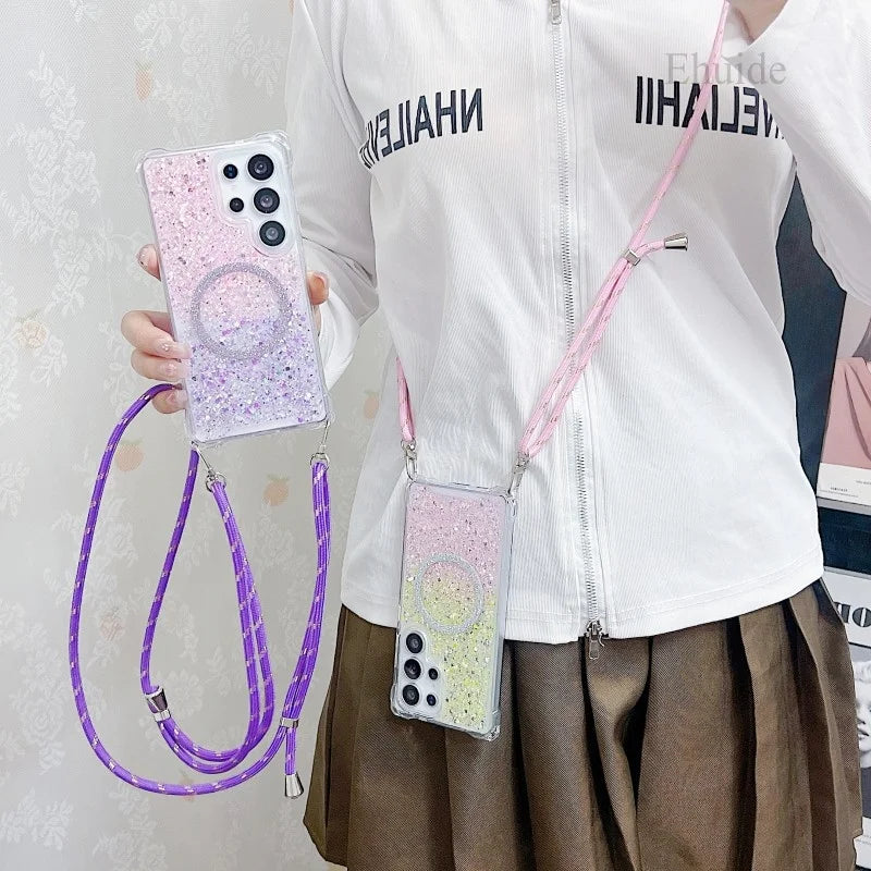 Glitzer Hülle mit Magnetband für Samsung S25 Ultra