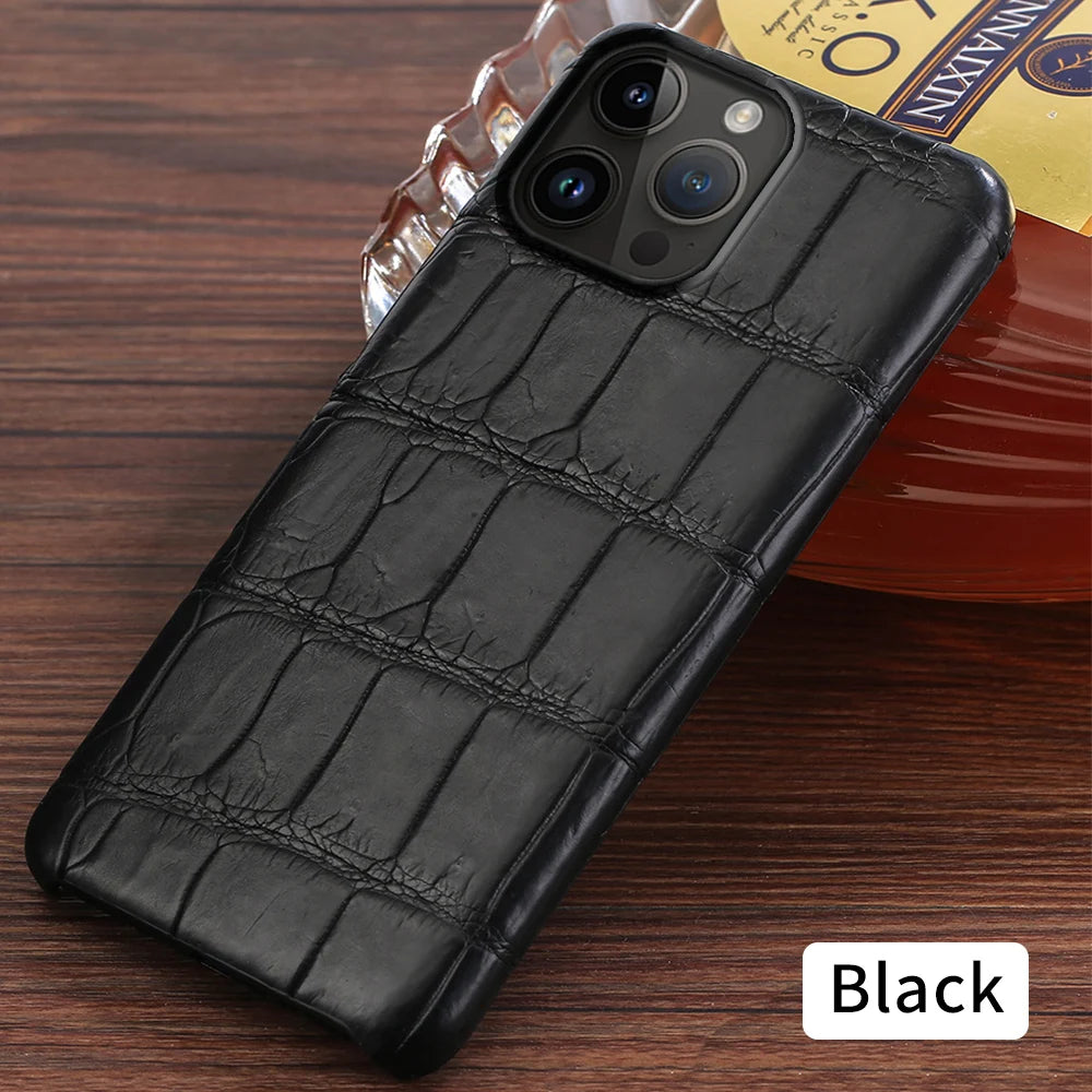 Natürliche Krokodillederhülle für iPhone 17 Pro Max