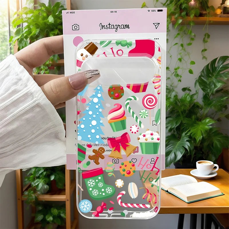 Weiche Weihnachts TPU Hülle für Google Pixel 8 9 und 10 Serie stoßfest flexibel passgenau weihnachtliches Silikon Case mit Schutz vor Kratzern und Staub