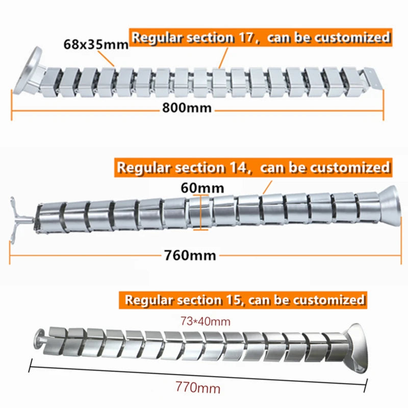 Black adjustable cable management for standing desks