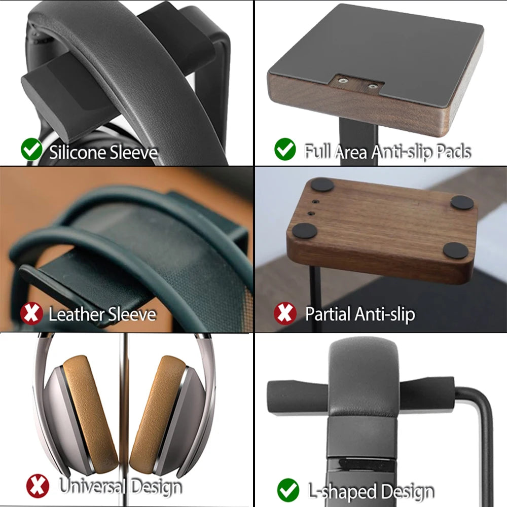 Holz-Aluminium Kopfhörerständer Desktop Organizer