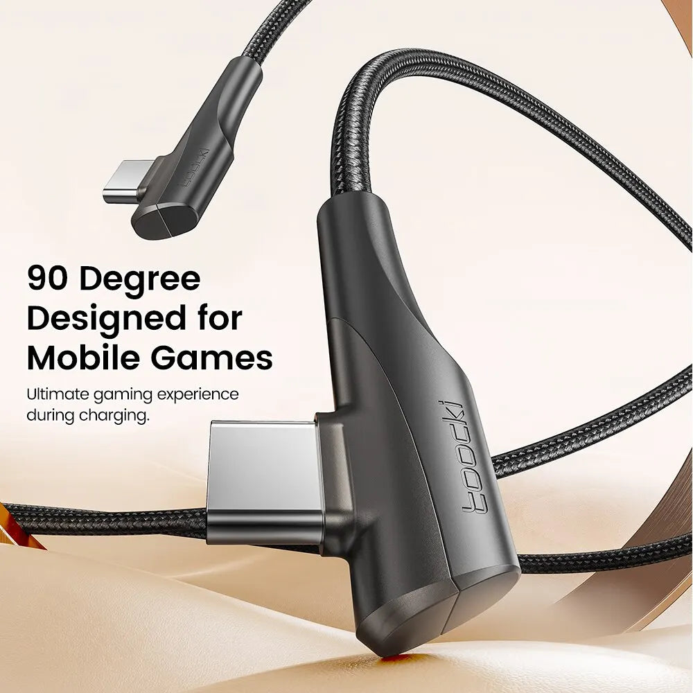 60W/100W USB-C 90° Dual Kabel