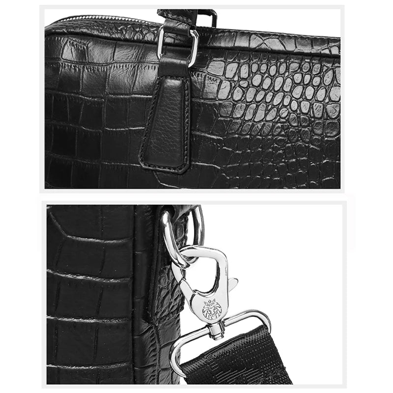 SCHLATUM Echtes Leder Laptop Aktentasche