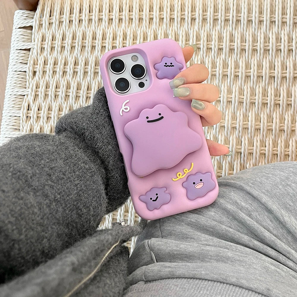 3D Cartoon Mirror Case with Stand for iPhone