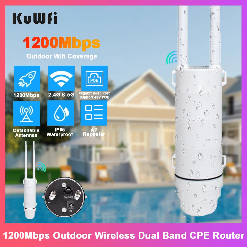 Outdoor AC1200 Dual-Band WLAN Router 1200Mbps Gigabit