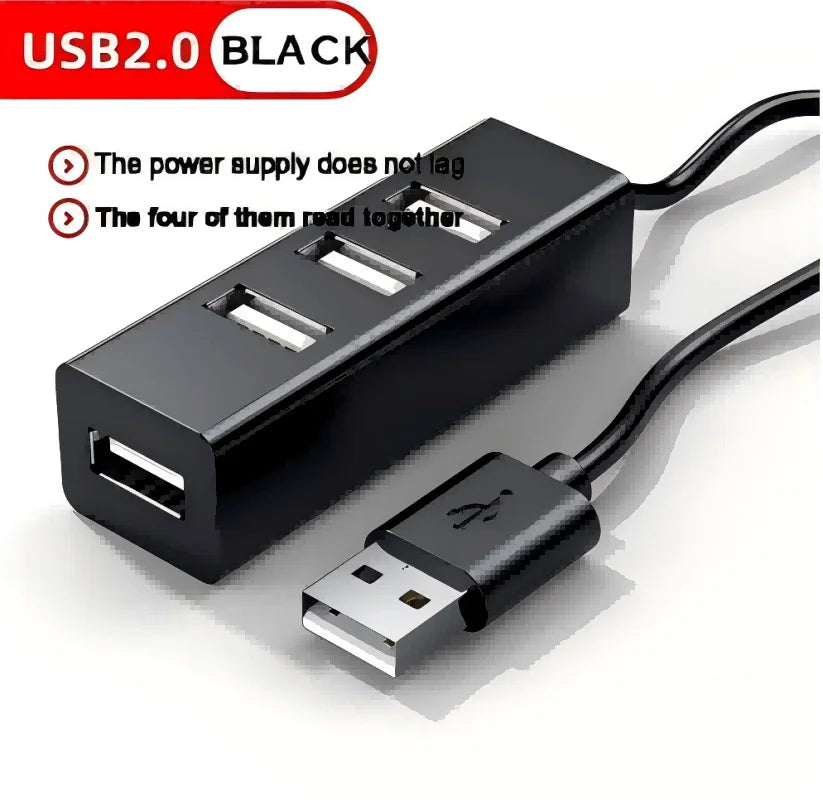 Mini 4-Port USB 2.0 Hub Adapter