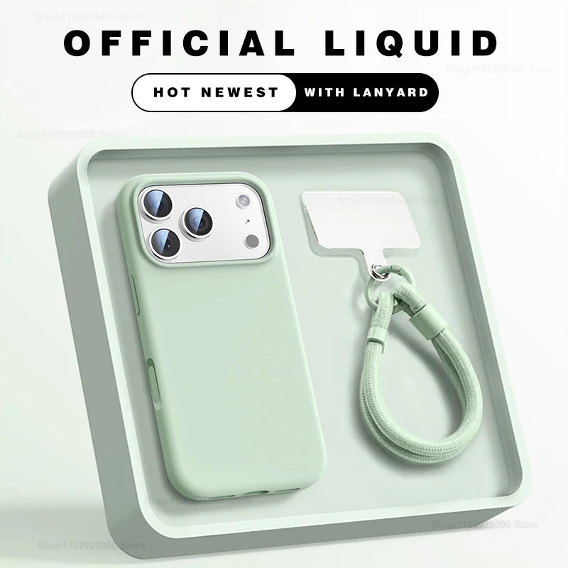Flüssigsilikon Hülle mit Band für iPhone 17–15 Pro