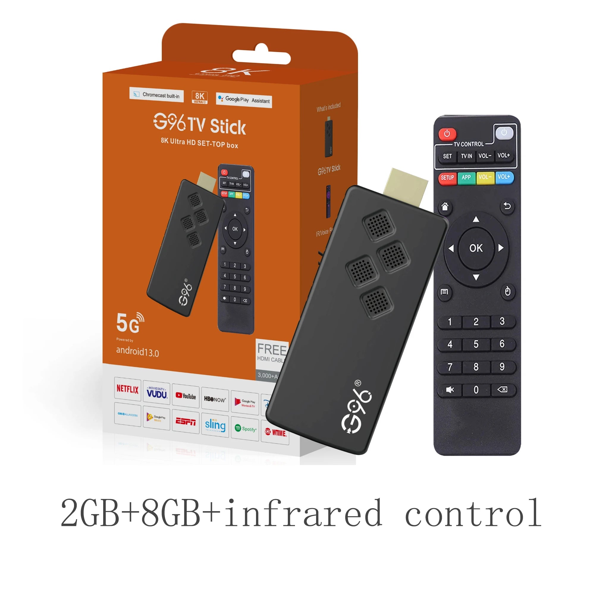 8K Android TV Stick with streaming and multilingual capabilities