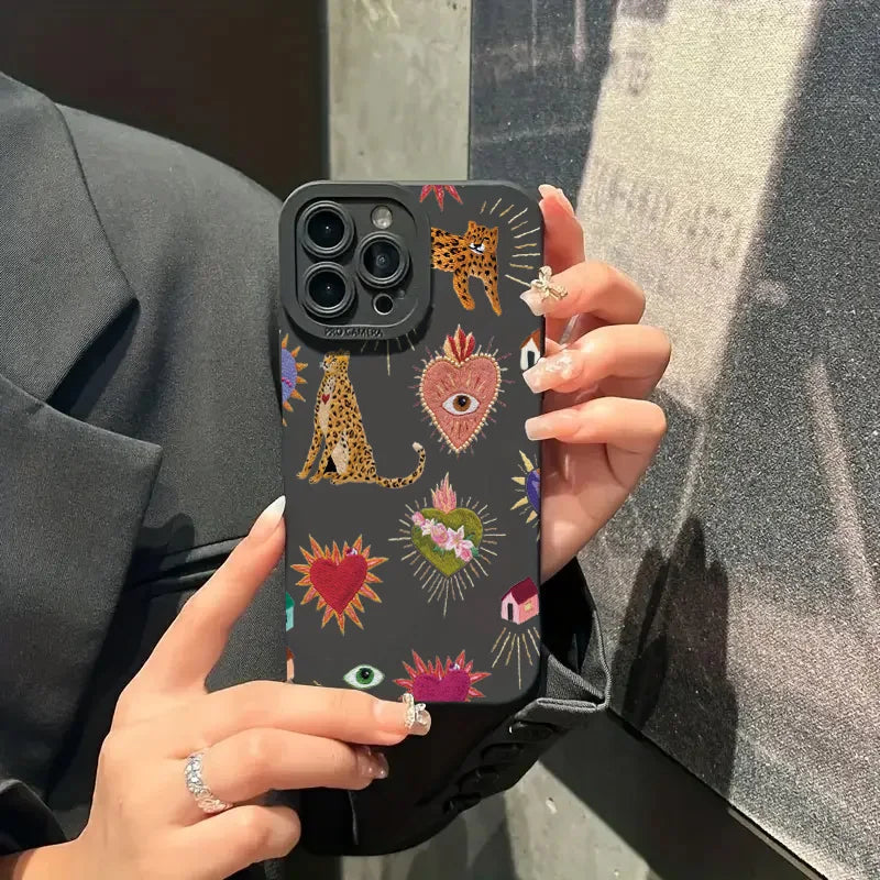 Coque en silicone motif léopard floral pour iPhone