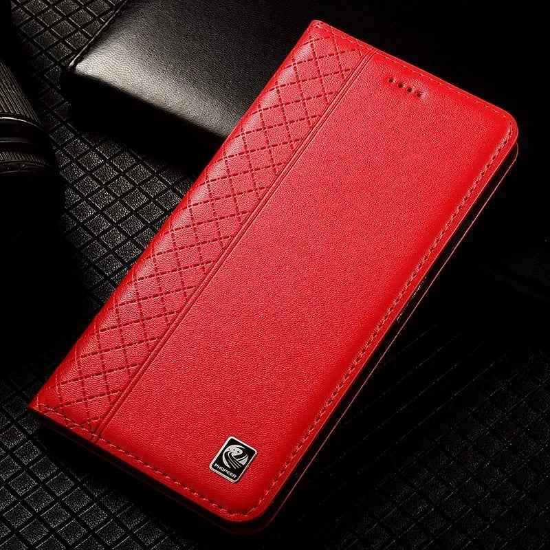 Rindsleder Flip Case mit Magnet für iPhone 17