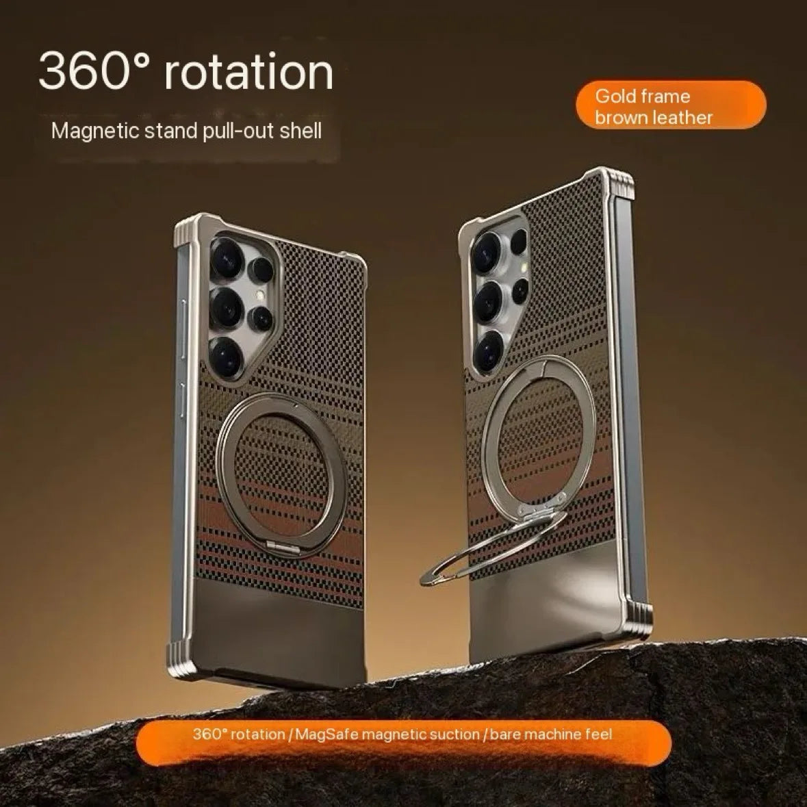 Metal phone case with stand for Galaxy S25–S23 Ultra