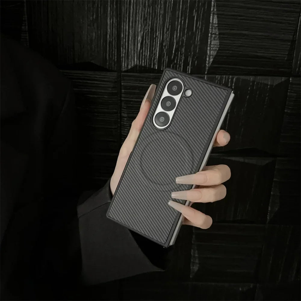 Magnetische Carbon Lederhülle Galaxy Z Fold