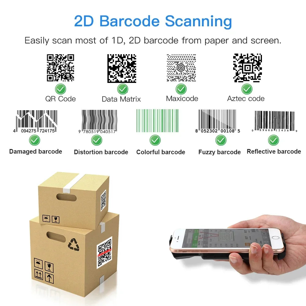 Tragbarer 2D Barcode Scanner mit USB & Bluetooth