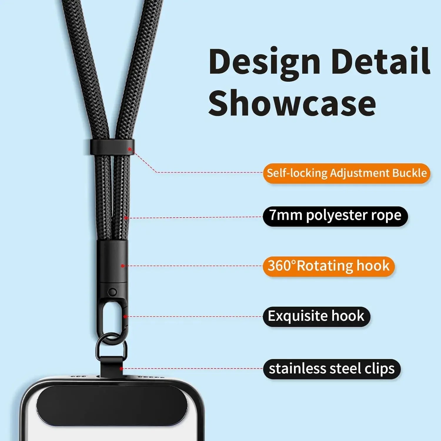 Kurzes Handy-Lanyard mit Anti-Drop-System, verstellbar